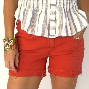 Madewell Orange Coral Raw Hem Cuffed Jean Shorts Stretch Size 27